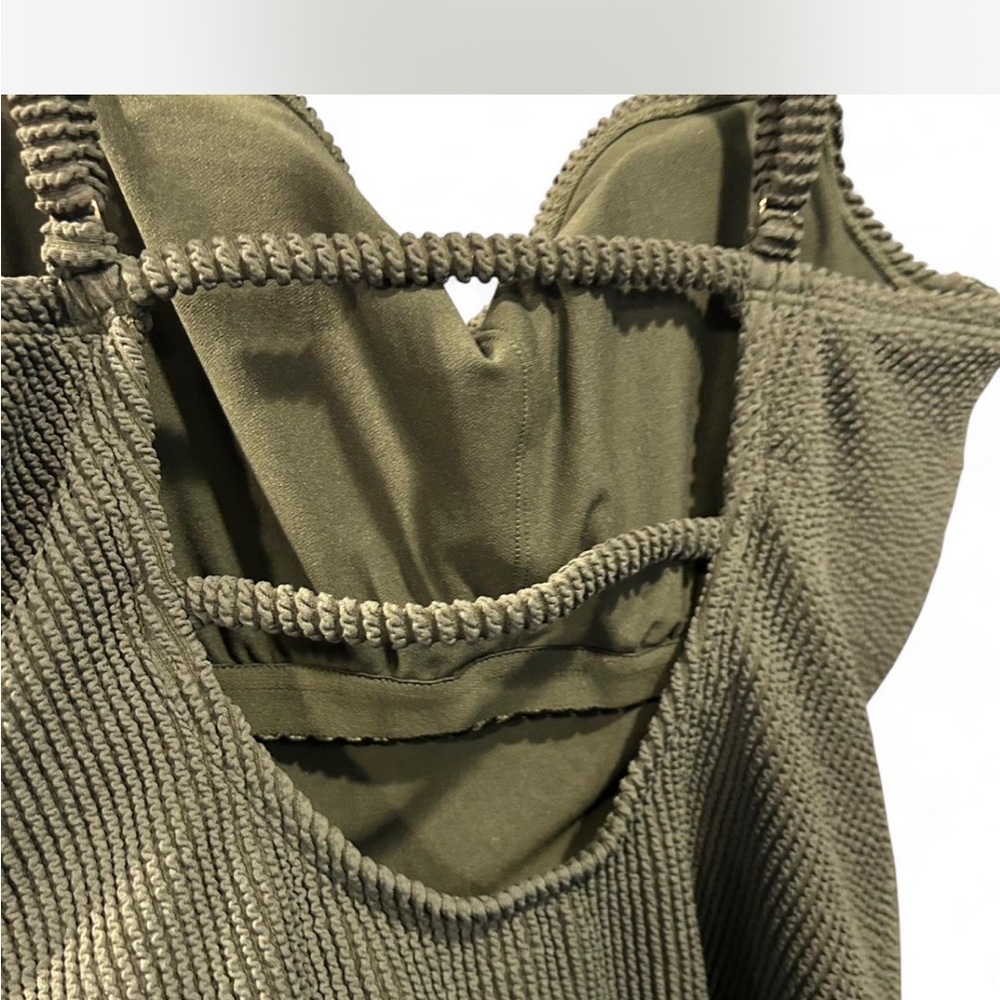 Kona Sol Olive Green Textured One Piece Swimsuit NWT - Picture 5 of 9